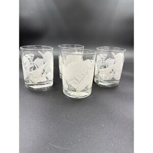 Tastesetter Whiskey Sea Shell Cocktail Glasses Heavy Set Of Four Vintage